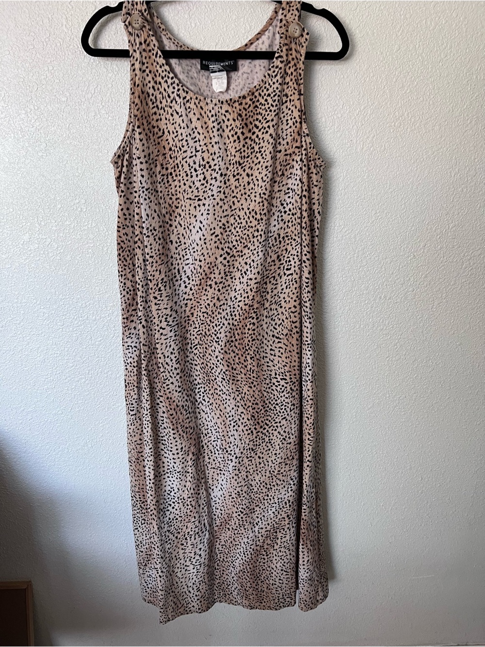Requirements Beige and Black Sleeveless Maxi Dress with Animal Dot Print sz leg - Picture 2 of 7